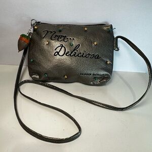 Salvador Bachiller Miss Deliciosa Metallic Studded Leather Crossbody Chocolate